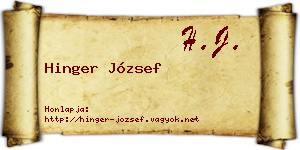 Hinger József névjegykártya